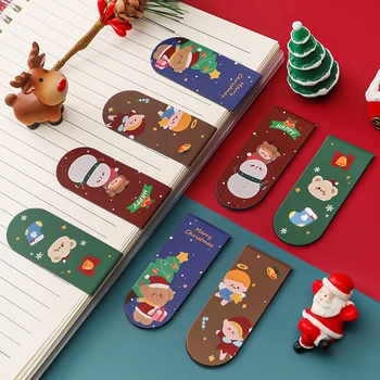 2 Adet Karikatür Manyetik Yer İmi Sevimli Kırtasiye Malzemeleri Kawaii Noel Öğretmen Hediyeler Kağıt Kitap Sayfa Klasörü