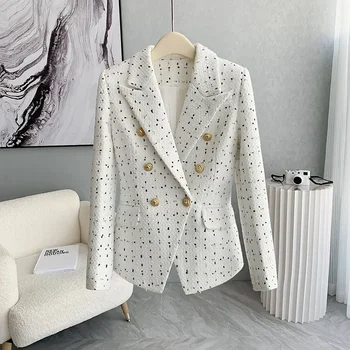 Beyaz Tüvit Kadın Takım Elbise 1 Adet Blazer Moda Ceket Resmi Ofis Bayan İş İş Elbisesi Kruvaze Ceket Güz Kıyafet