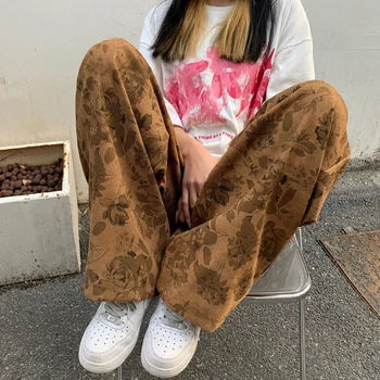 Ucuz toptan Yeni Harajuku Kadın Geniş bacak pantolon Japon Moda Sweatpants Rahat Popüler Joggers baskı Kadın Pantolon