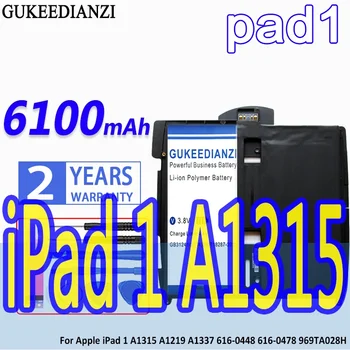 Yüksek Kapasiteli GUKEEDIANZI Pil pad1 6100mAh Apple iPad 1 İçin A1315 A1219 A1337 616-0448 616-0478 969TA028H iPad1